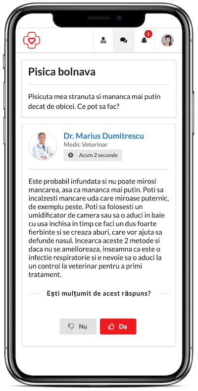 Aplicația Medic Chat - telefon cu întrebare și răspuns de la doctor